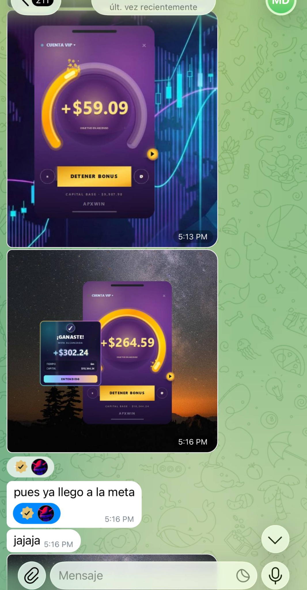 Chat de cliente interesado después de ver resultados